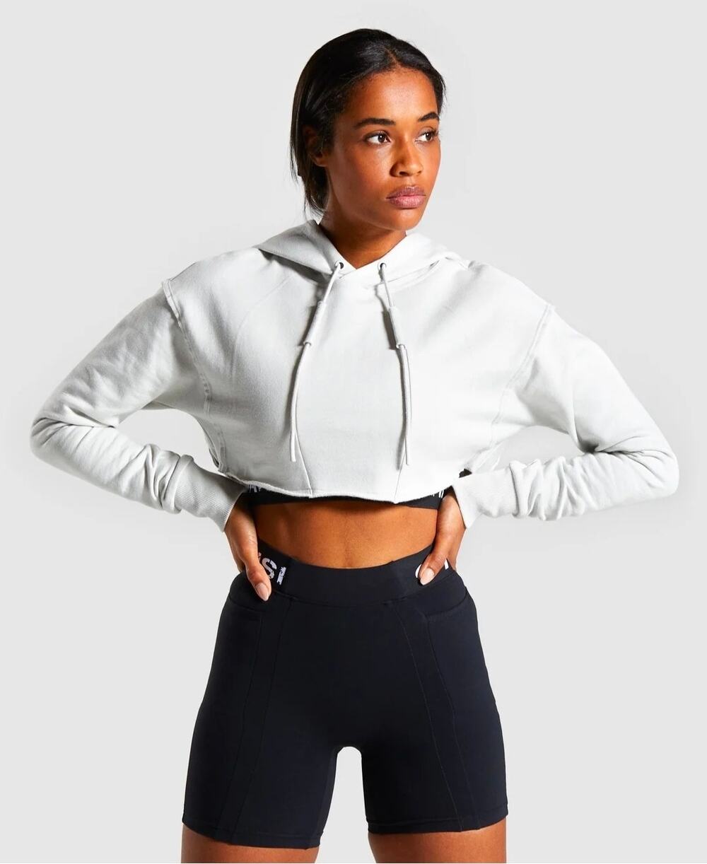 Gymshark Legacy Fitness Super Cropped Hoodie Women’s L Oyster White NWT